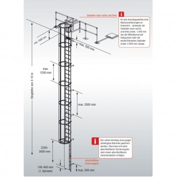 Стационарная лестница для зданий KRAUSE STABILO, оцинкованная сталь, 9,52 м