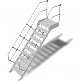 Трап с платформой стационарный KRAUSE 10 ступеней, ширина 1000 мм 45°