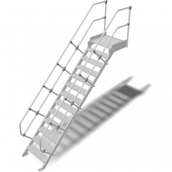 Трап с платформой стационарный KRAUSE 13 ступеней, ширина 600 мм 45°