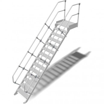 Трап с платформой стационарный KRAUSE 14 ступеней, ширина 800 мм 60°
