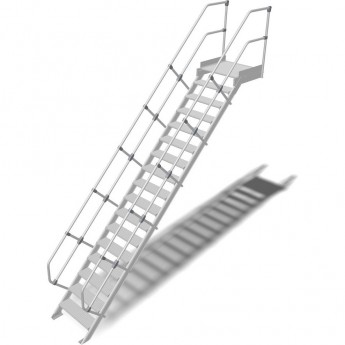 Трап с платформой стационарный KRAUSE 17 ступеней, ширина 600 мм 45°