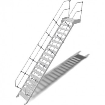 Трап с платформой стационарный KRAUSE 18 ступеней, ширина 600 мм 60°