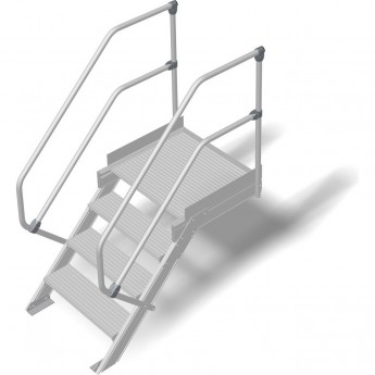 Трап с платформой стационарный KRAUSE 4 ступени, ширина 600 мм 45°